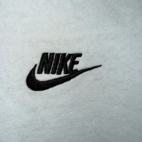 Nike White Hoodie with Black Embroidered Logo Men’s M Good Condition with Hole - Picture 4 of 11